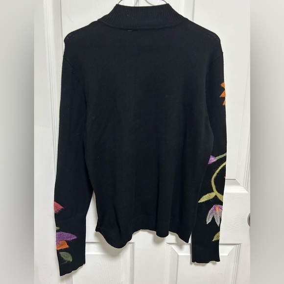 Vintage CABO Floral Embroidered Black Sweater 80s 90s - Picture 4 of 4